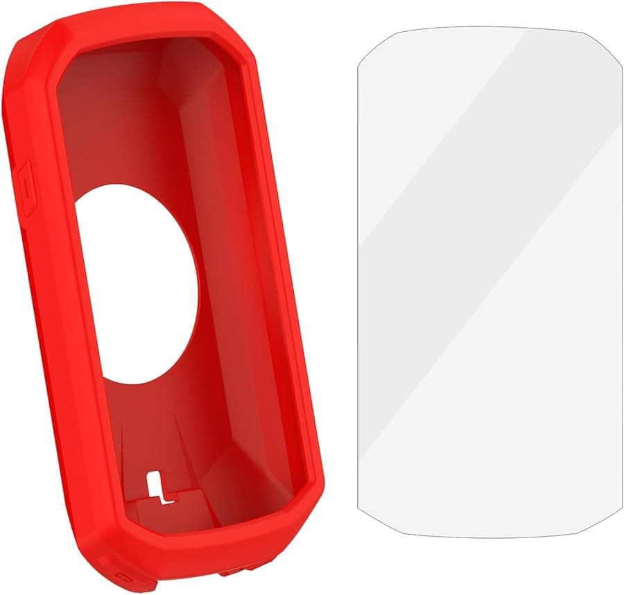 Red Silicone Protective Case with Screen Protector for 1050 Code Watch Cycling Computer Shockproof Cover