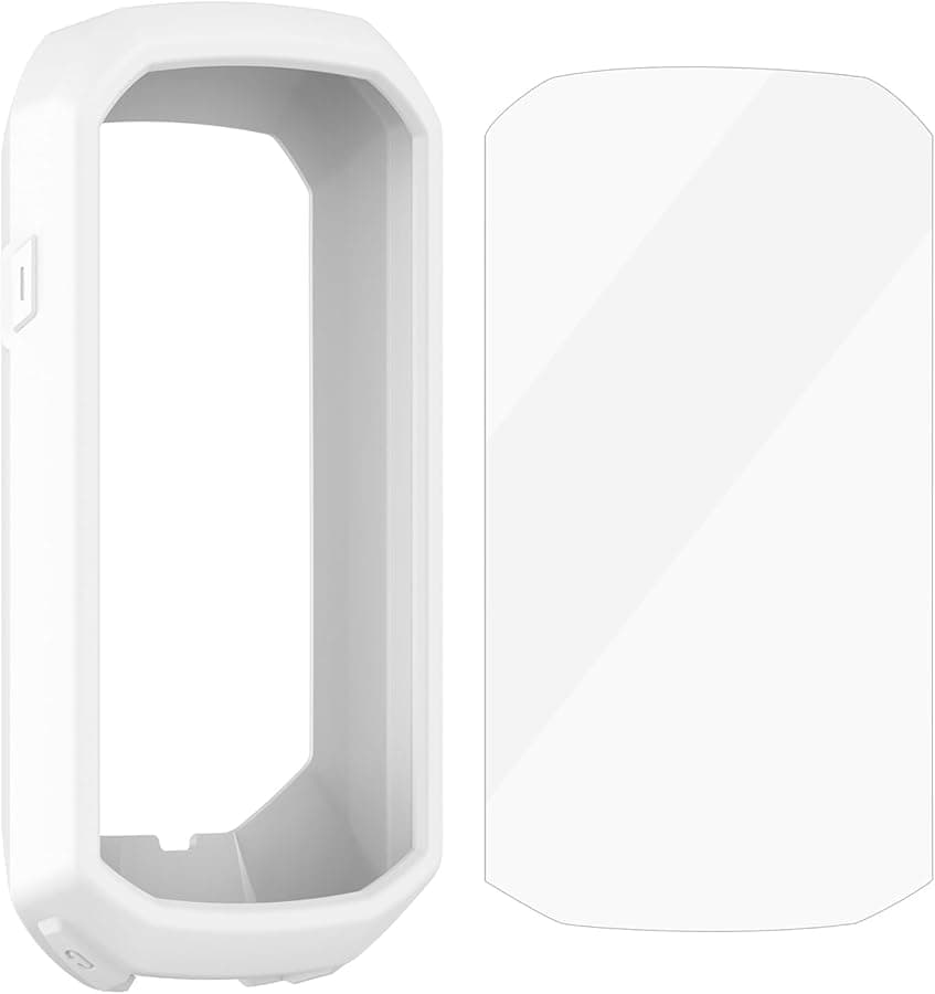 White Silicone Protective Case And Screen Cover For Garmin Edge 1050 GPS Cycling Computer
