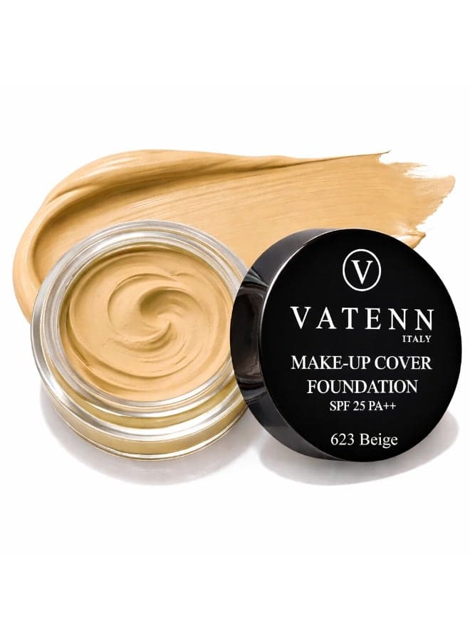 Make-up cover foundation (623 beige) Matte Finish, SPF 25 PA++, Tattoo Cover, Full Coverage 24H Wear, CreaM Foundation