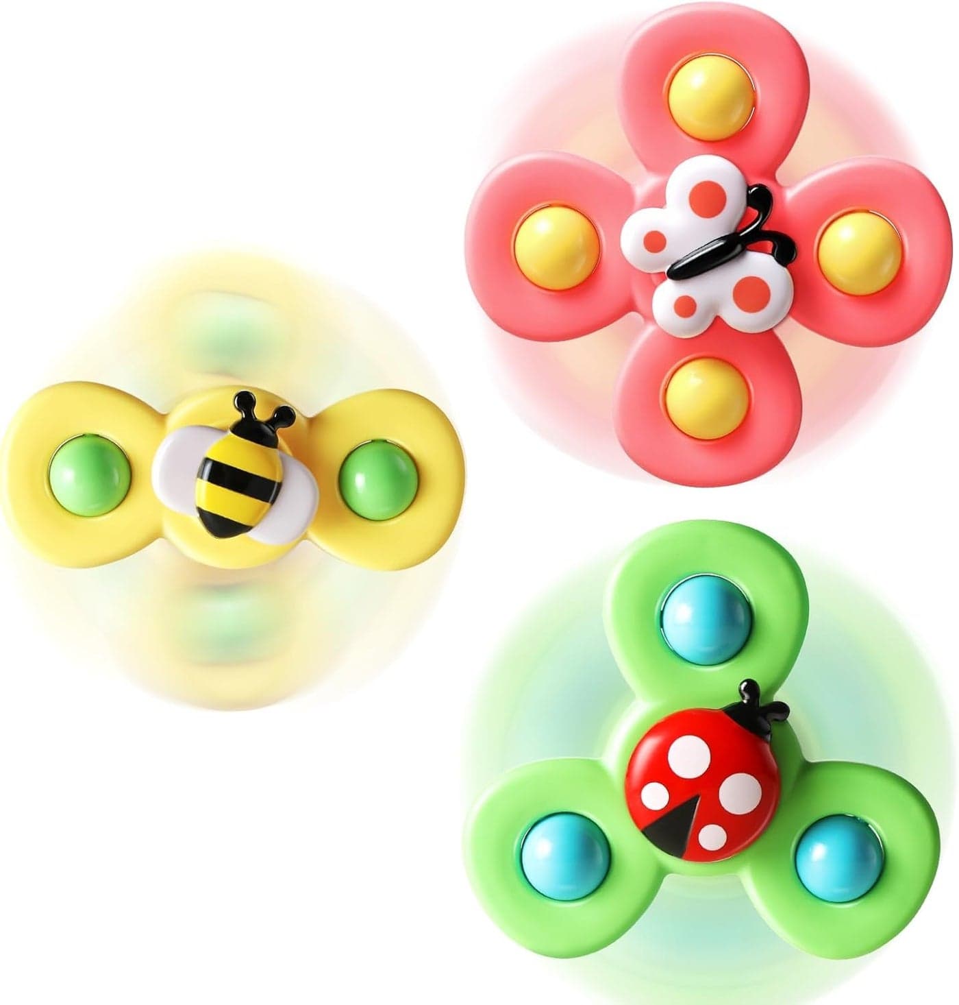 3 pcs Suction cup spinner toys for 1 2 Year old boys|Spinning top baby toys 12-18 months|First birthday baby gifts for 1 Year old girls|Sensory toys for toddlers 1-3