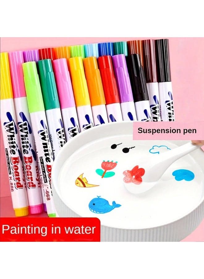 Magic Water Painting Pens for Kids – Interactive Floating Art with Non-Toxic Ink, Quick-Drying, Smooth Writing, Perfect for DIY Craft Projects, Creative Play, and Gifts – Includes 12 Bright Colors, Water-Based, Safe, Mess-Free, and Fun for Children