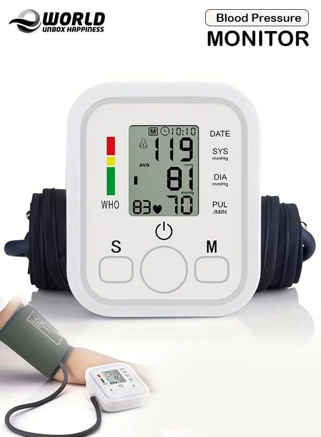 Digital Upper Arm Blood Pressure Monitor, Professional Heartbeat Tonometer with Adjustable Cuff, Accurate Readings, IHB Detection and Memory for 2 Users (99 Sets), Portable Health Care Device for Home Use