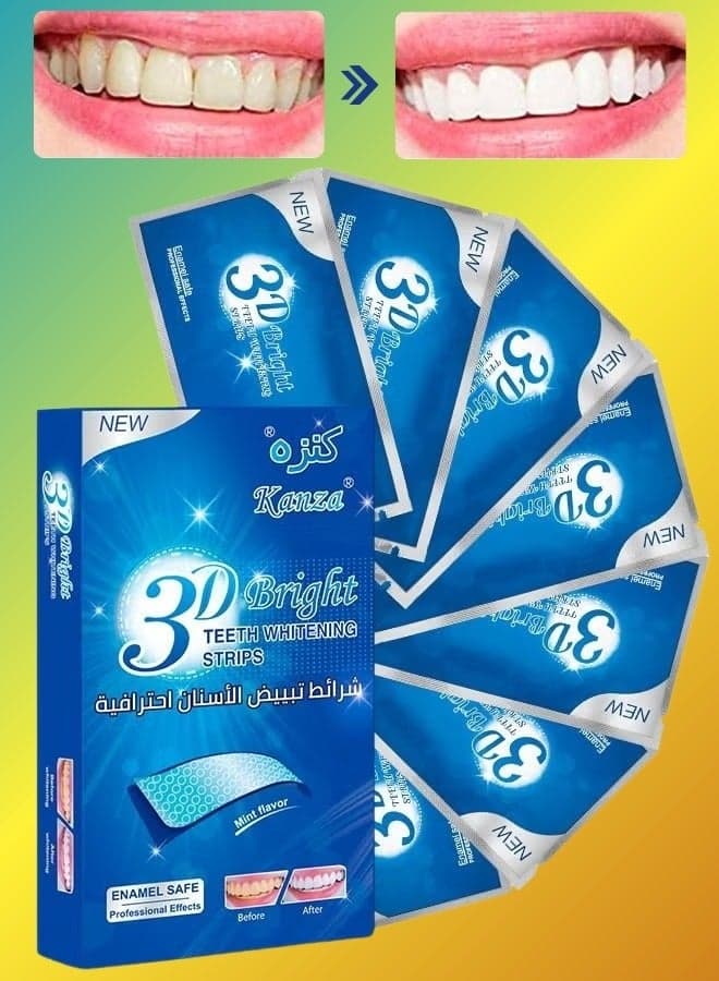 3D Bright Teeth Whitening Strips Safe Formula 100% Genuine Branded PAP+ Teeth Whitening Strips 7 Treatments Professional Teeth Whitener for Teeth Enamel & Stains Removal | Unisex