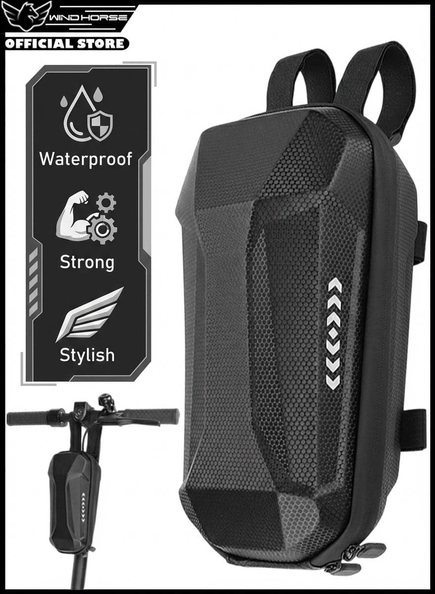 Waterproof Scooter and Bicycle Front Storage Bag, EVA Hard Shell Handlebar Hanging Bag for Electric Scooters and Cycles, Charger, Tools and Accessories Organizer