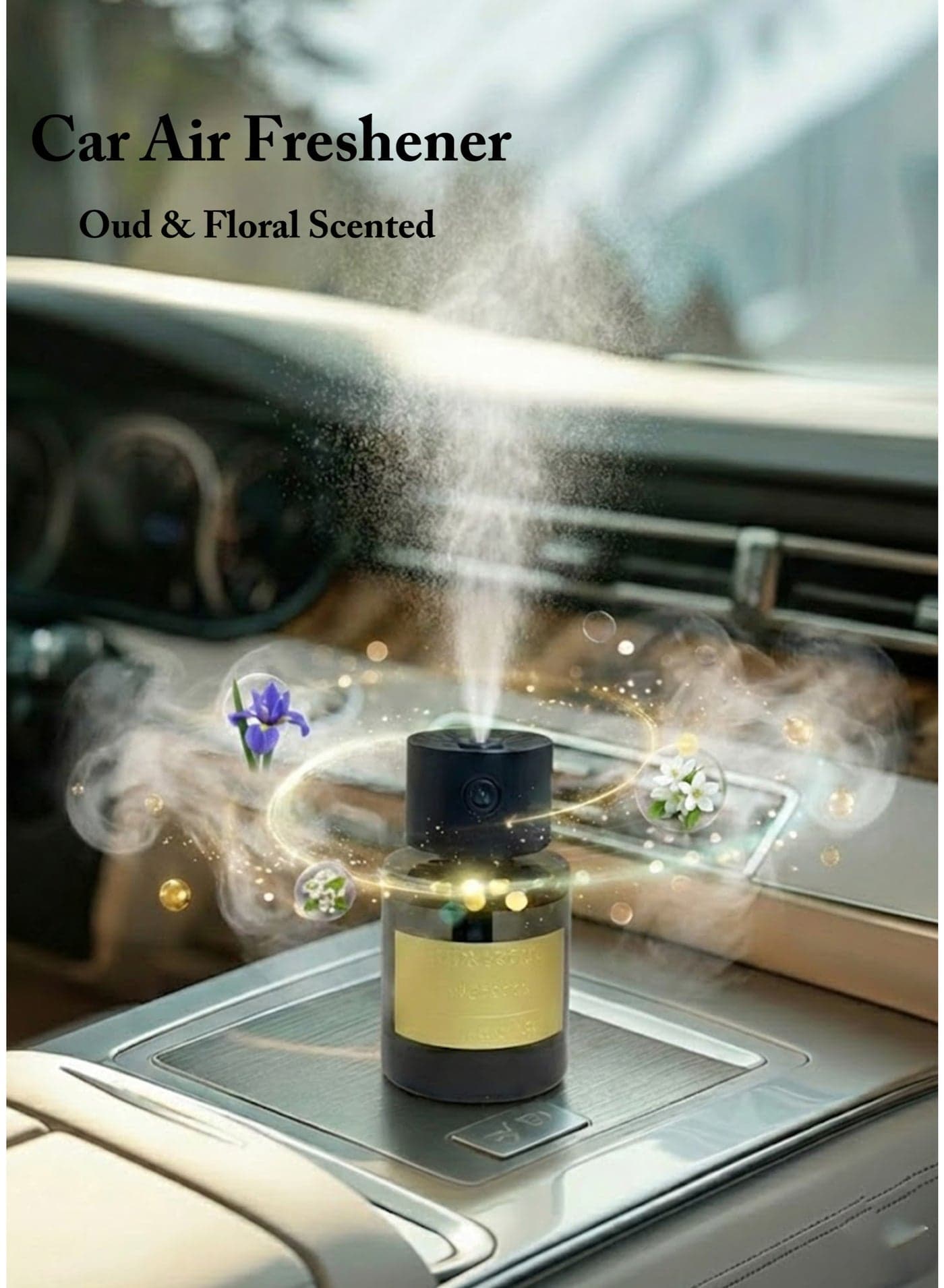USB Mini Aroma Diffuser And150ml Oud & Floral Scented Large-capacity Car Air Freshener Set,with Star Projector,with Adjustable Fragrance Modes,Zero Alcohol And No Additives in Freshener, For Children and Pregnant Women,Use in Cars, Rooms, Home Offices, and Bedrooms.