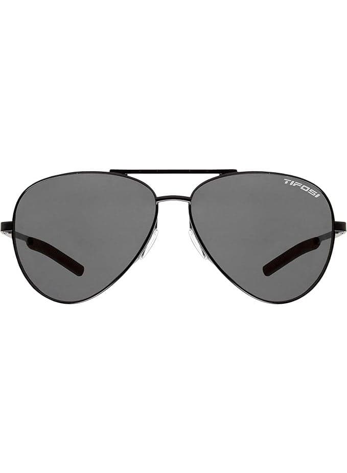 Tifosi Shwae Aviator Sunglasses - Satin Black Frame with Smoke Bright Grey Lenses, Unisex