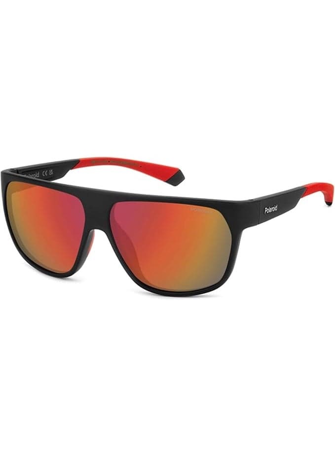 Polaroid PLD 7053/S Sport Shield Polarized Sunglasses - Matte Black/Red Mirror (60mm)