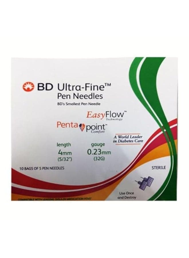 B&D Ultra-Fine Pen Needles 50 Count (32G X 4Mm)