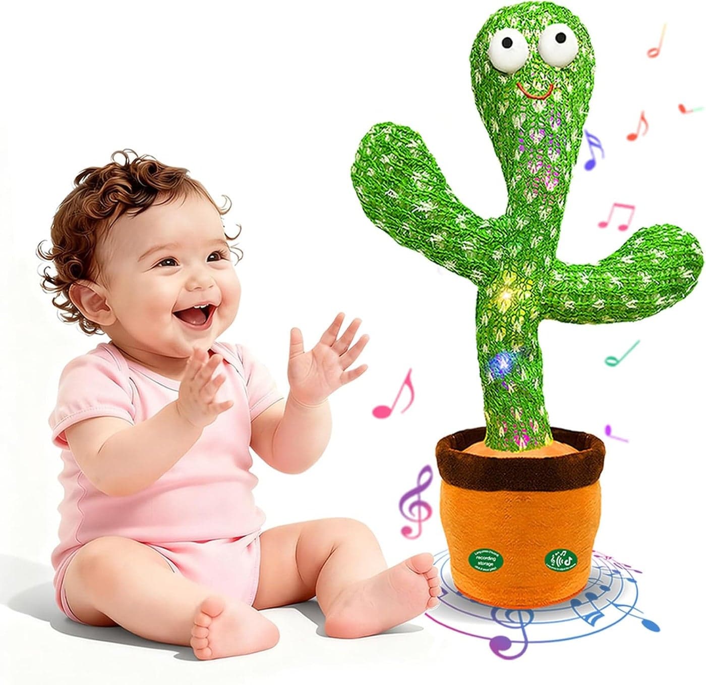 Dancing Mimicking Talking Cactus Toy,Funny Gift for Toddler 1 2 3 Year Old Boy Girl,Singing Record Repeat What You Say Light Up Baby Infant Toys 6-12 12-18 Months