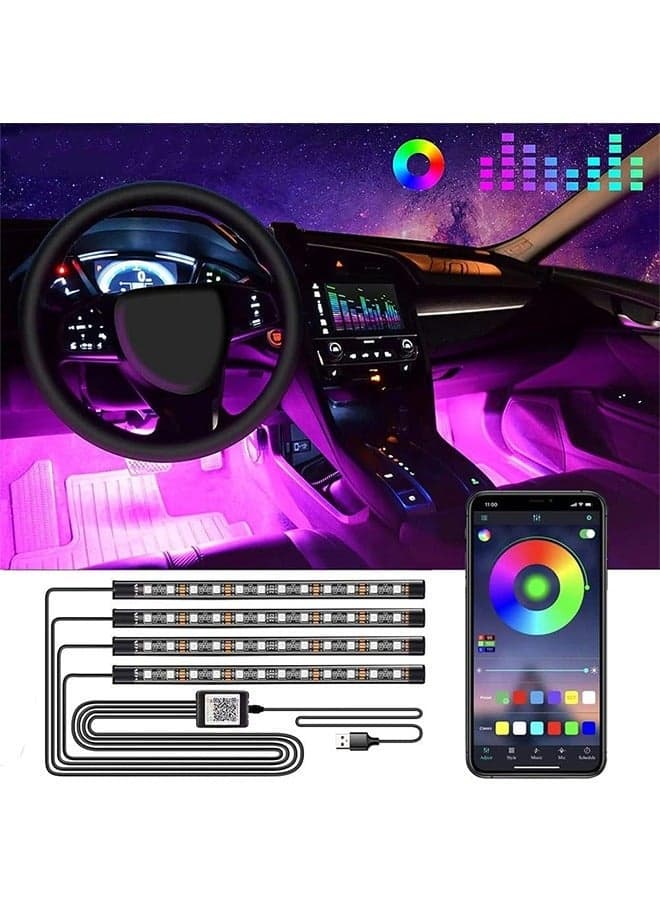 LED Lights for Car, Car Strip Lights Car Accessories, Ultra Bright Music Sync, Smart App Control Multicolor, Sound Actived Under Dash USB Port LED Car Lights for Car,Truck, SUV, Jeep.