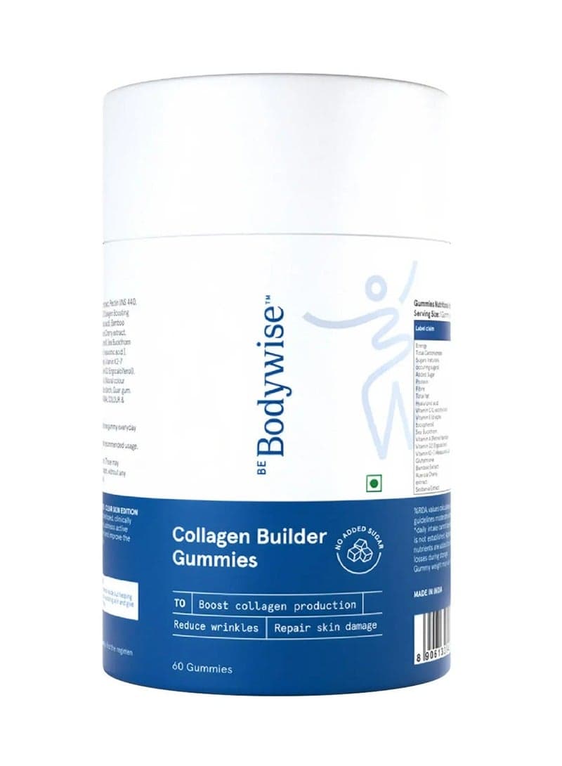 Be Bodywise Vegan Collagen Builder Gummies(115mg) With Vitamin C, Glutathione & Hyaluronic Acid 60 Day Pack