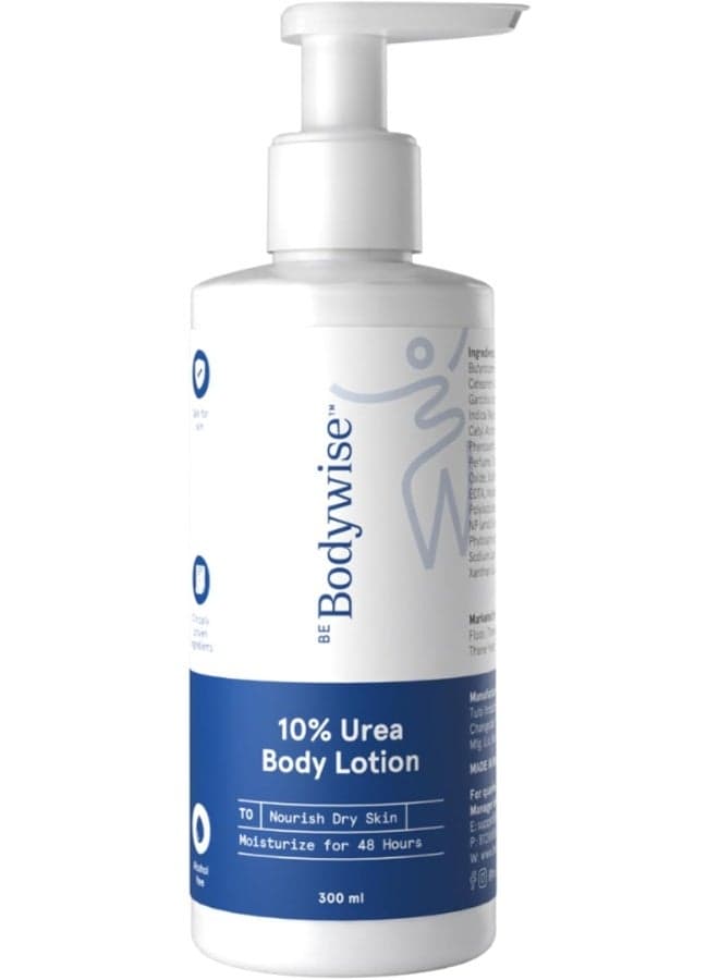 10% Urea Body Lotion 300ml | 48 Hour Dry Skin Relief | For Very Dry & Flaky Skin | With Ceramides, Kokum & Mango Seed Butter | Non-Greasy & Lightweight Formula