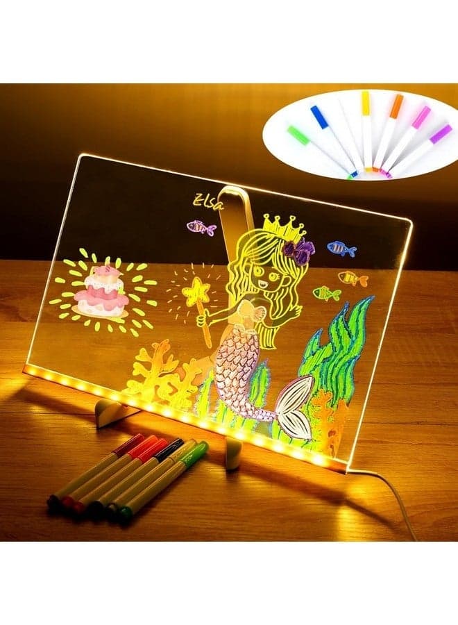 Led Note Board With Colors, Light Up Acrylic Message Board, Glowing Acrylic Dry Erase Board With Light, Led Boards To Write On, Led Writing Board Led Drawing Board