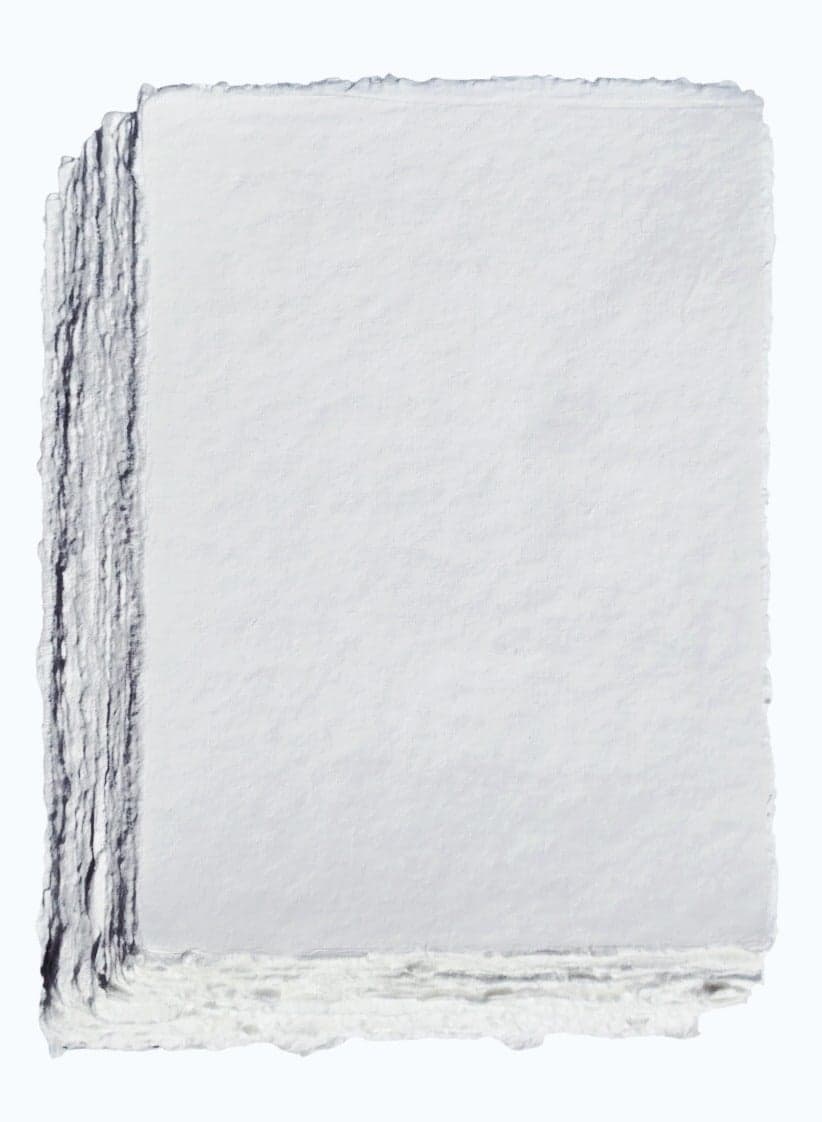Full White Handmade Cotton Paper with Deckle Edges, 10 Sheets, Premium Quality