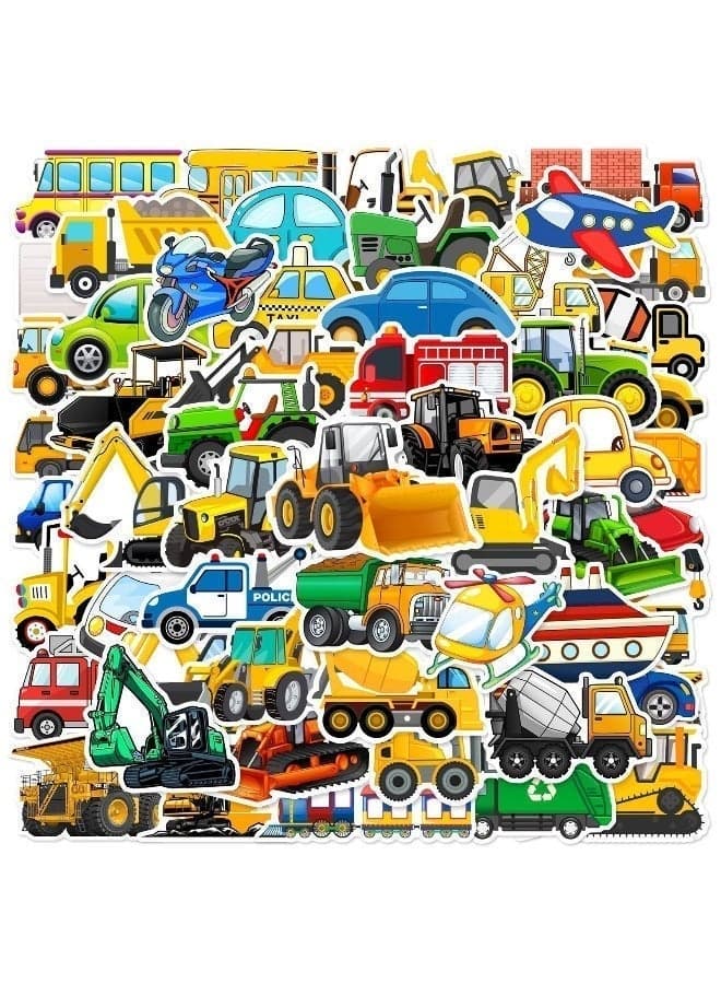 60 PCS Transportation Vehicle Truck Stickers for Kids Boy Vinyl Waterproof Sticker Party Favor and Supplies (Construction truck Airplane Train Helicopter Car Boat Motorcycle Tractor Bus)