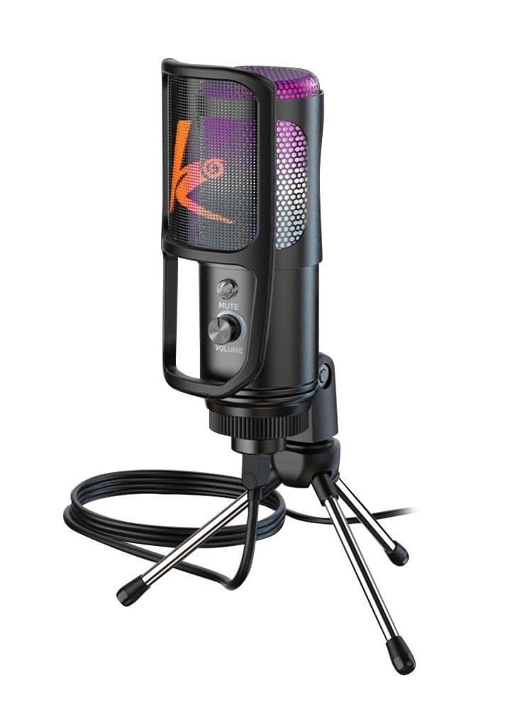 USB Computer Microphone, Podcast Mic Desktop with Mute Button for Recording Streaming, Omnidirectional Condenser, Plug&Play Stand with Volume Control for PC, Laptop, Mac