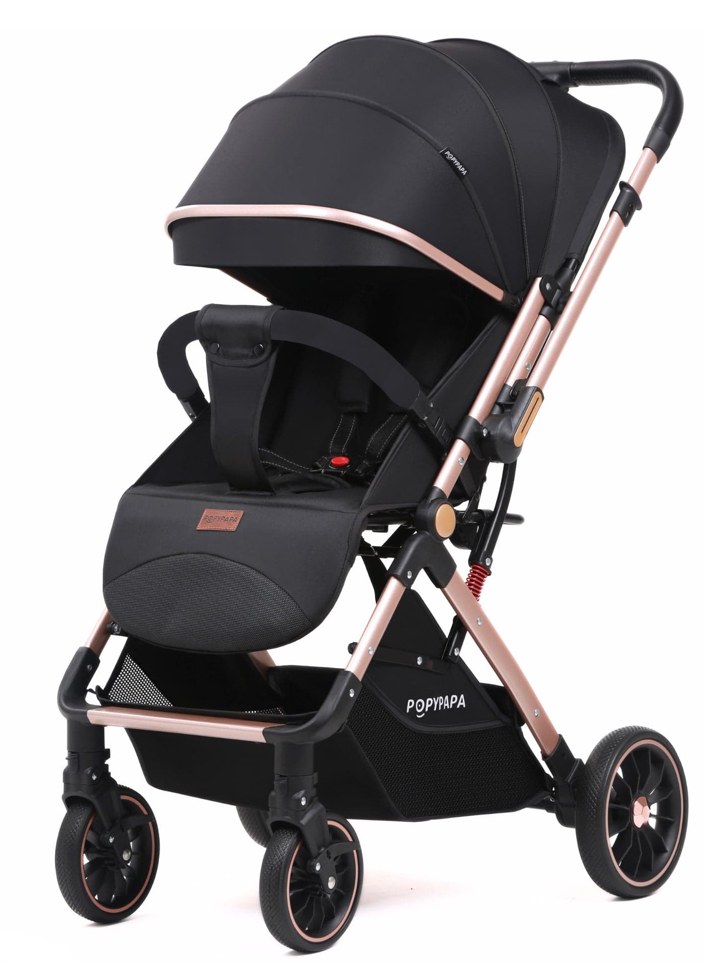 Papypapa Baby Stroller | Lightweight Foldable Baby Stroller with Canopy | Multi-Position Recline & Adjustable Footrest | 5-Point Safety Harness & Front Armrest | Large Storage Basket | Smooth Wheels with Rear Brakes | Travel Baby Stroller for Daily Use