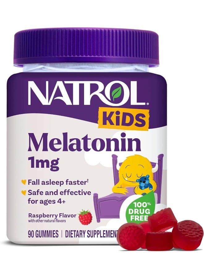 Melatonin Ages 4+ Raspberry 1 Mg 90 Gummies Packaging May Vary