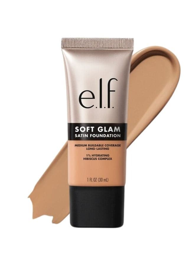 e.l.f. Soft Glam Satin Foundation – 34 Medium Cool, Medium Buildable Coverage, Natural Satin Finish, Lightweight Long-Lasting Liquid Foundation, 30ml, Vegan & Cruelty-Free