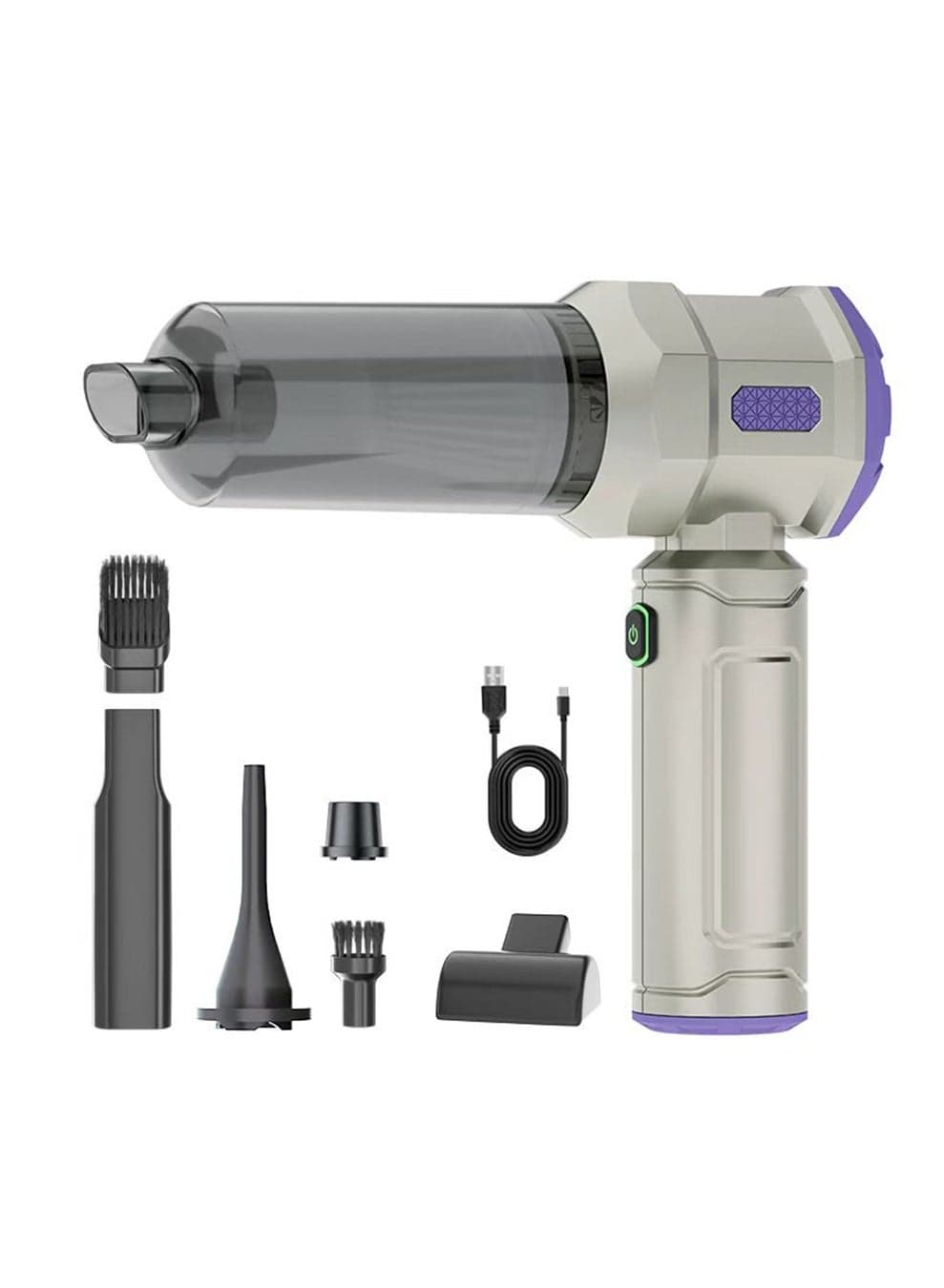 Cordless Handheld Car Vacuum Cleaner 18000PA, Portable Mini Vacuum with Brushless Motor, 2-Speed Suction, Type-C Fast Rechargeable, Multi-Nozzle for Car Interior, Home & Office (Silver & Purple)
