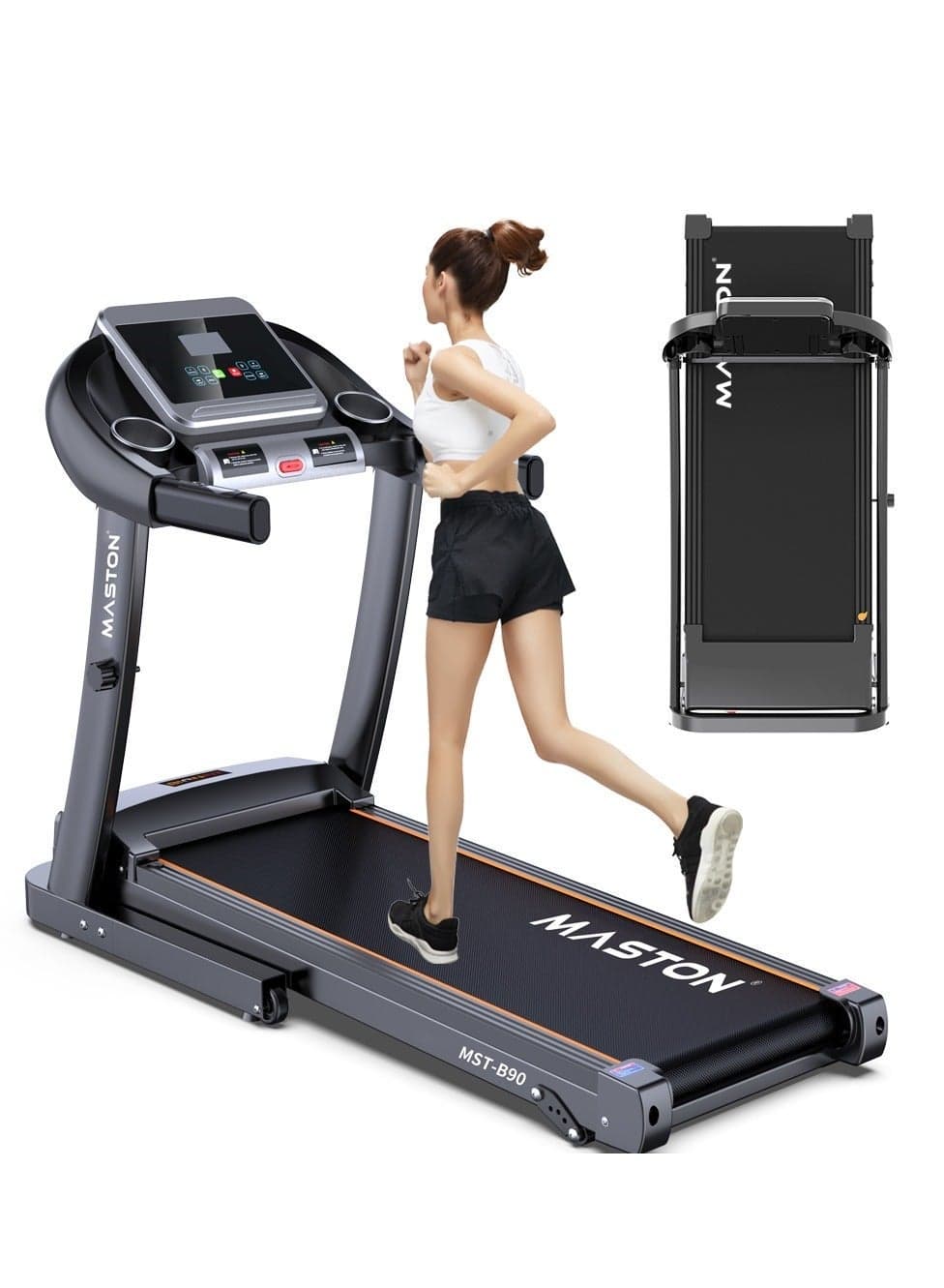 MST-B90 Treadmill With Led Display & Foldable Portable Treadmills 1-12Km/H Loading 110Kg Motorized Running Machine For Home Office Use