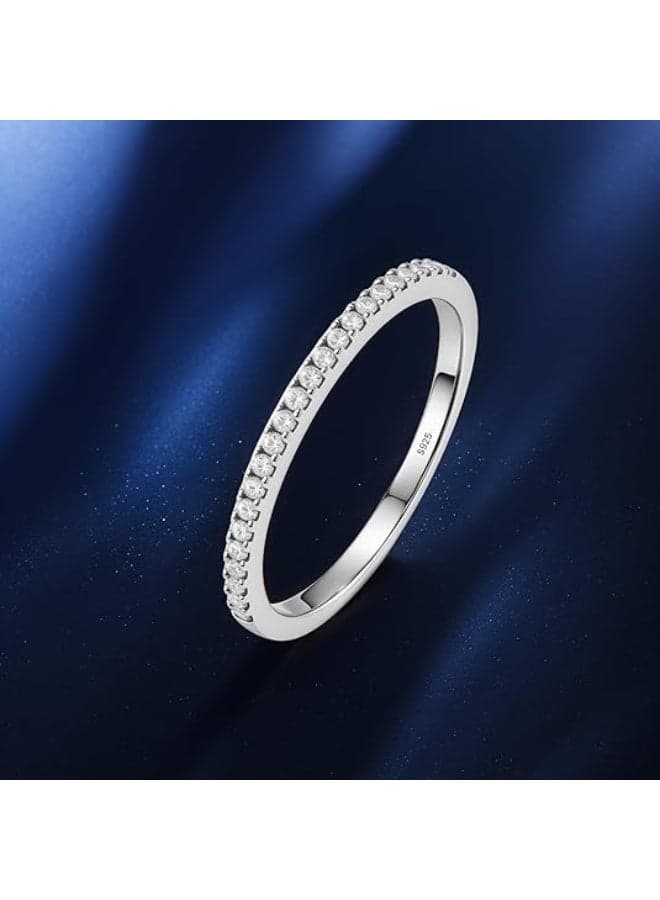 14K Gold Plated 925 Sterling Silver Ring | Cubic Zirconia Sparkling Diamond Simulated Stackable Eternity Band for Women
