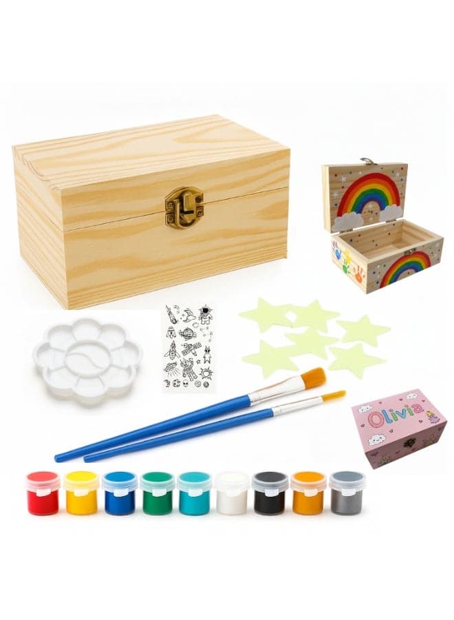 DIY Wooden Box Painting Kit for Kids – Create a Memory/Jewelry/Halloween Keepsake – Gift for Boys & Girls activity Kit toys for kids