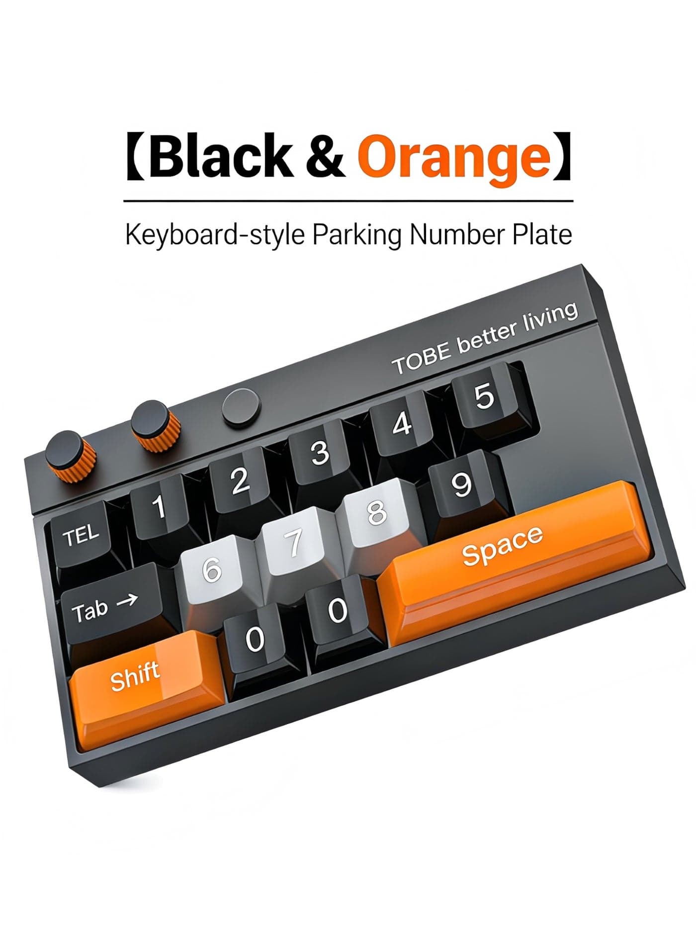 Keyboard-Style Temporary Parking Number Plate (Black/Black-Orange Options), Creative Car Interior Phone Number Holder with Hidden Digits & Sun Protection