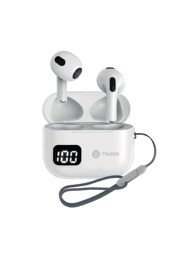 Wireless Earbuds with Smart LED Touch Screen Charging Case, ANC Noise Cancelling Bluetooth 5.3 Headphones, HiFi Deep Bass Earphones for Android, iOS, Laptop- White