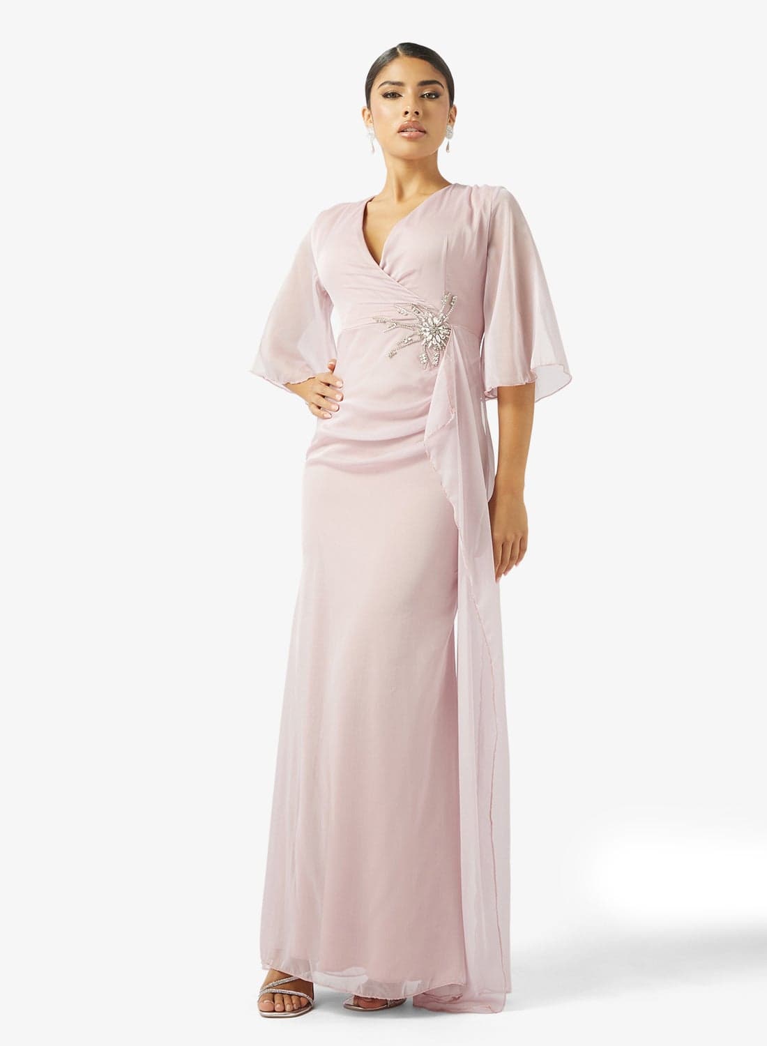 Evening Dress With Waist Trail