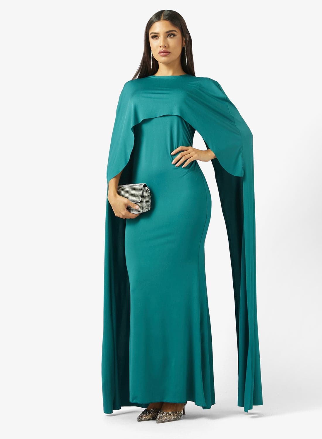 Dress With Trailing Cape