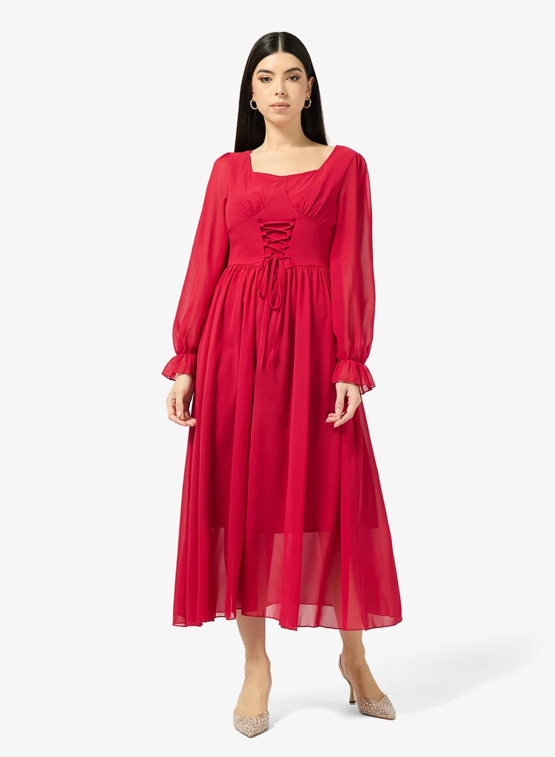 A-line Dress With Croset Tie up