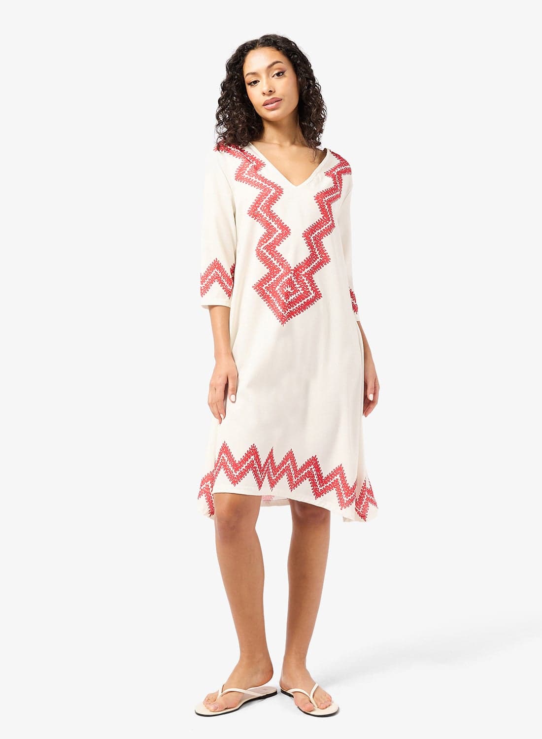 V Neck Chevron Kaftan Beach Dress