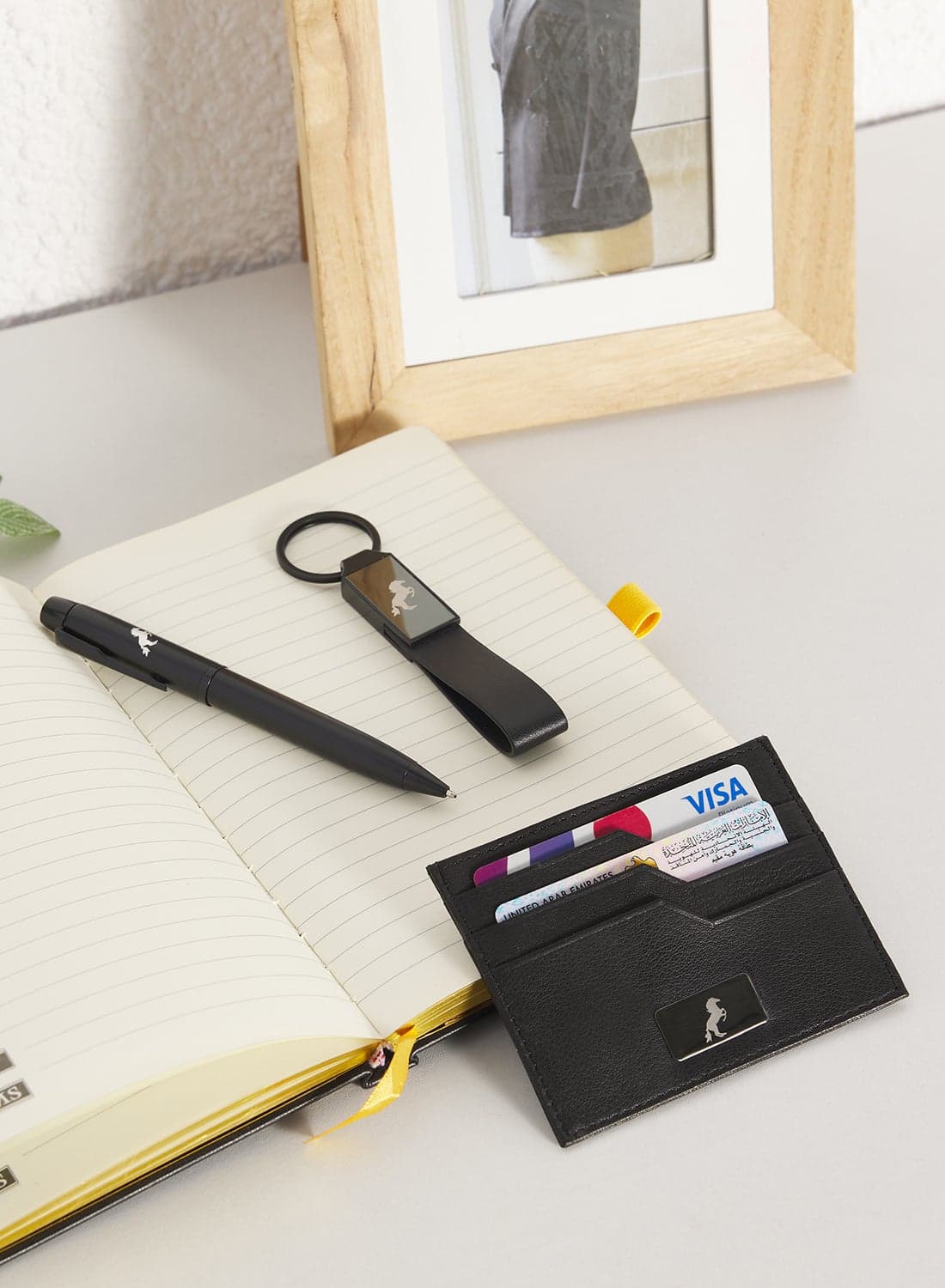 Genuine Leather Card Holder & Key Ring & Pen Gift Set