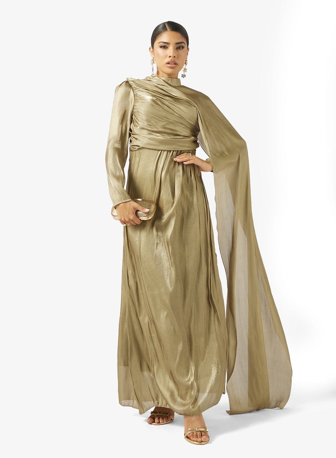 Drape Dress With Trail