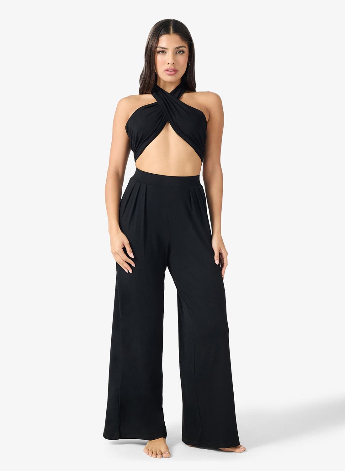 Sweetheart Neckline Tie Up Top & Pant Coord Set