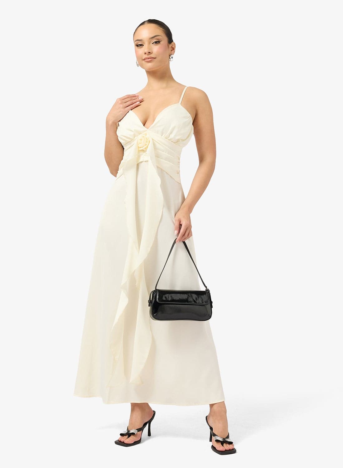 Strappy Ruffle Waterfall Slip Dress