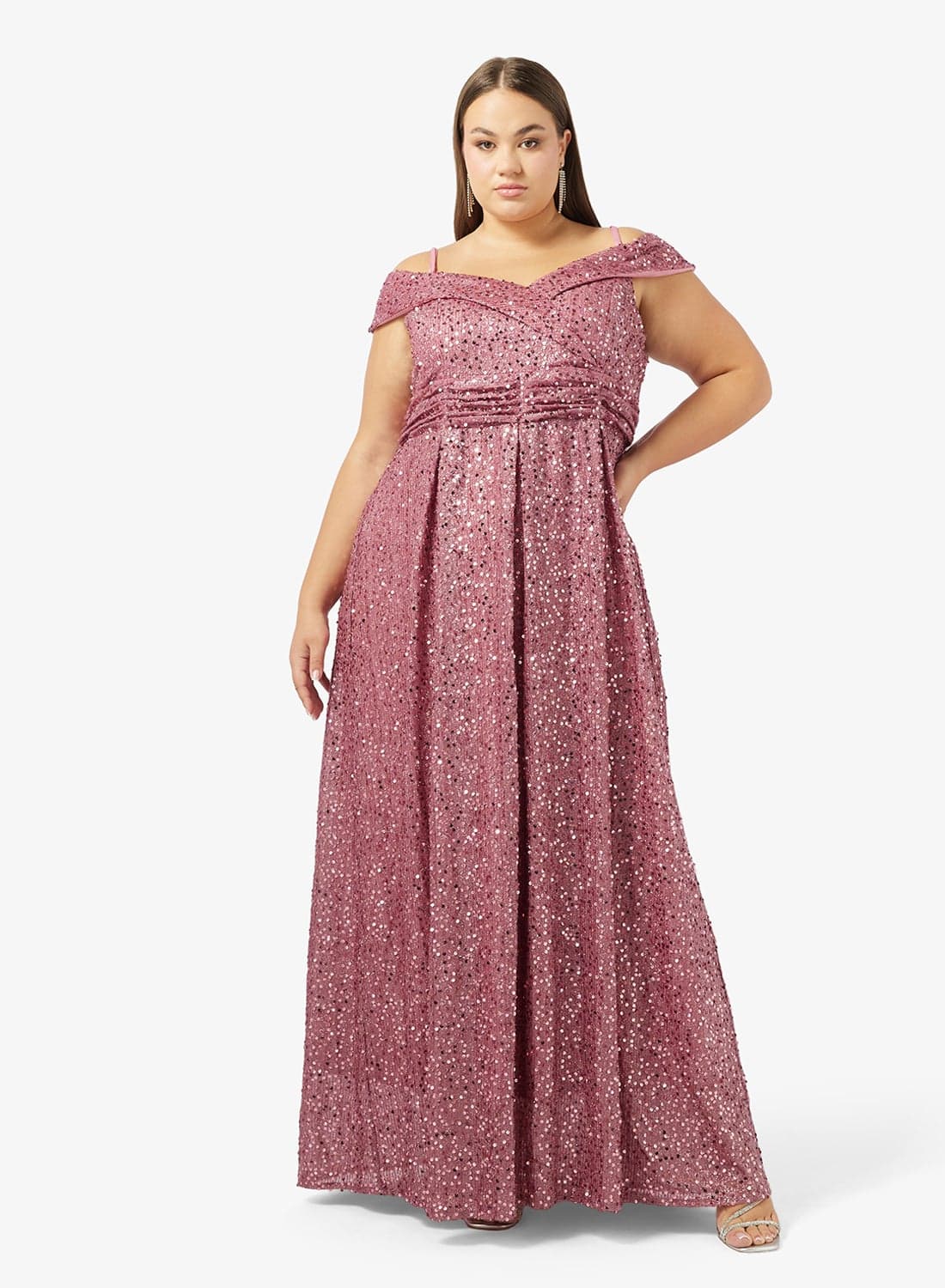 Plus Size Shimmer Off Shoulder Dress