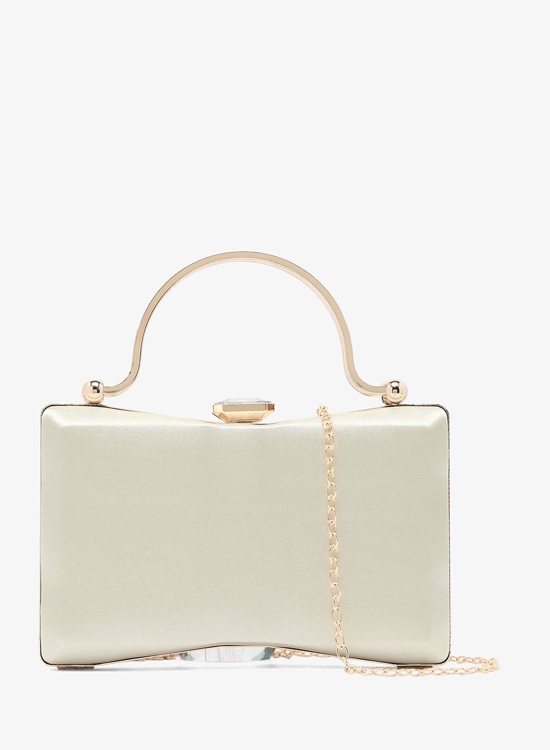 Metallic Gold Top Handle Clutch With Gold Accent