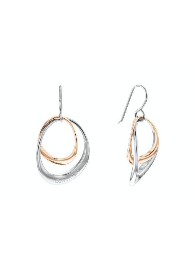 Warped Rings Collection Dangle & Drop Earrings For Women In Two-Tone Stainless Steel - 35000003