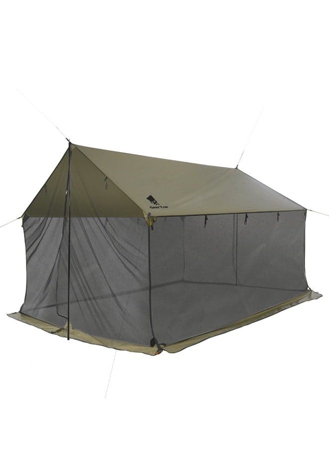 Lightweight Waterproof Camp Tarp with Screen House Bug Net and Poles, UV Protection,360° Airflow Mosquito Protection,4-6 Person,Sun Shade Canopy for Camping Backpacking Outdoor Travel