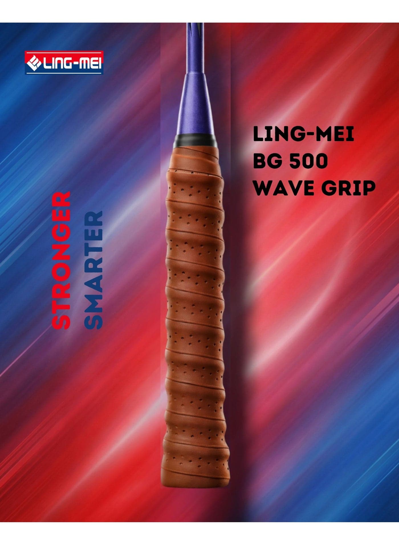 LING-MEI BG 500 Brown Racket Grip Single Wave – Anti-Slip, Comfortable & Durable Badminton Grip