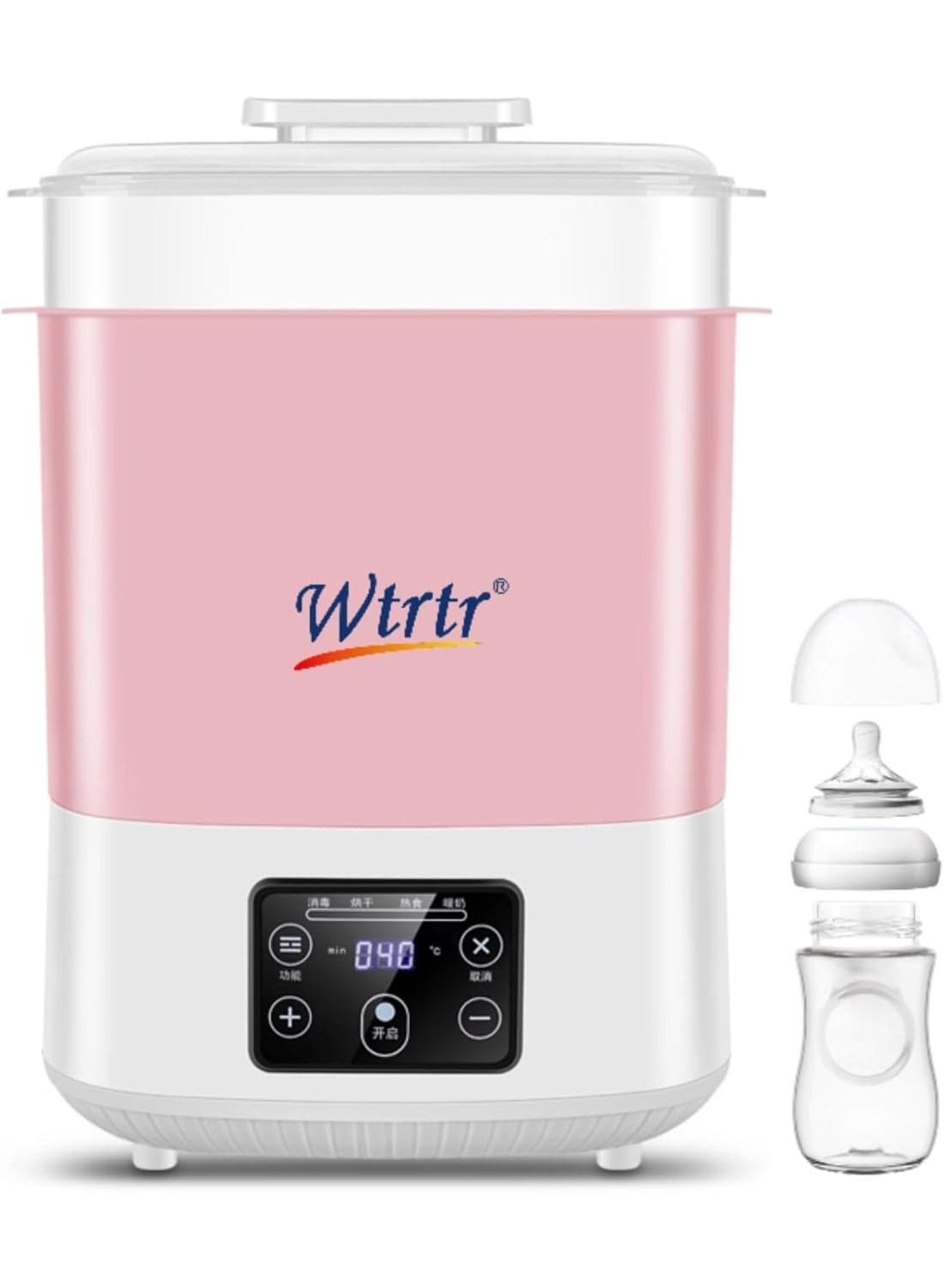 Wtrtr Bottle Sterilizer, Baby Bottle Steam Sterilizer Sanitizer for Baby Bottles Pacifiers Breast Pumps Large Capacity and 99.99%,Large Capacity (Pink)