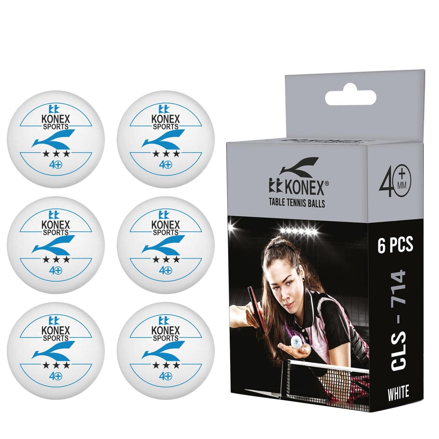 40+ Plastic Table Tennis Balls Pack of 6 | High Performance 3-Star ABS TT Balls for Professional Matches and Training | Ideal for Adults & Kids (White)