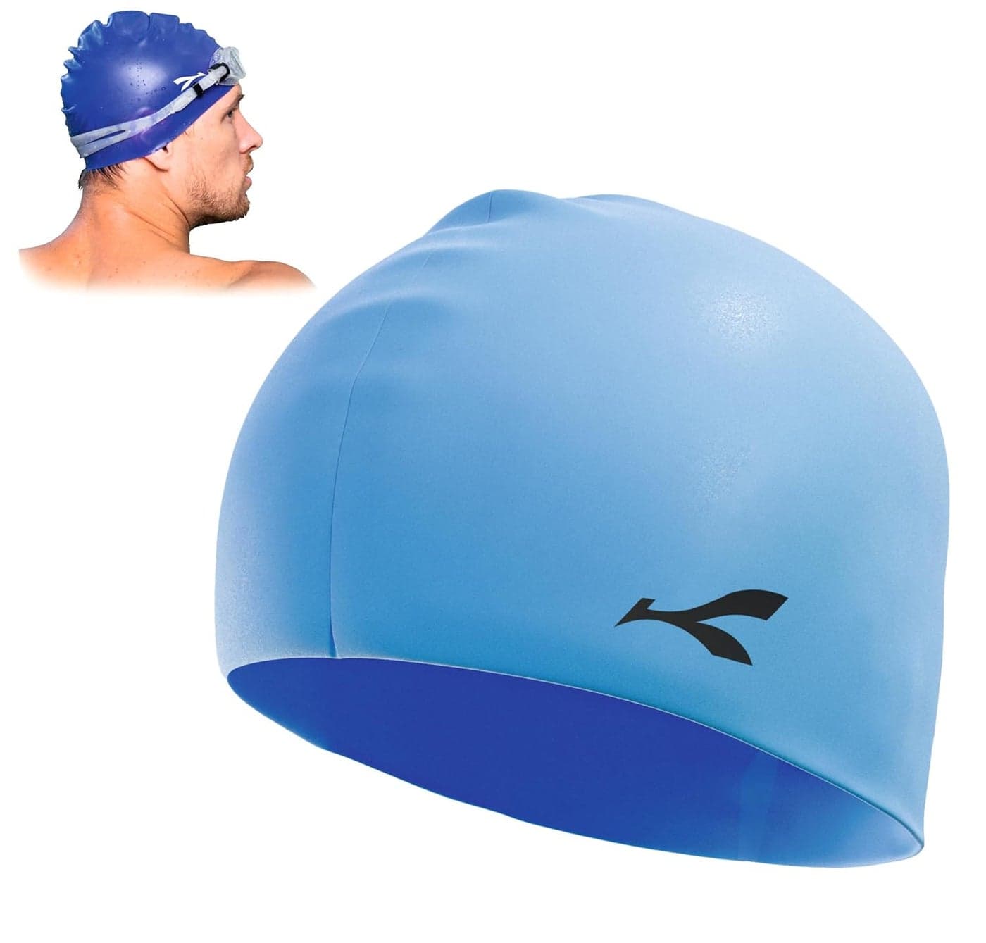 Waterproof Silicone Swimming Cap for Men & Women | Stretchable & Quick-Dry | Prevents Hair Pull & Chemical Damage | Ideal for Children & Adult (Blue)