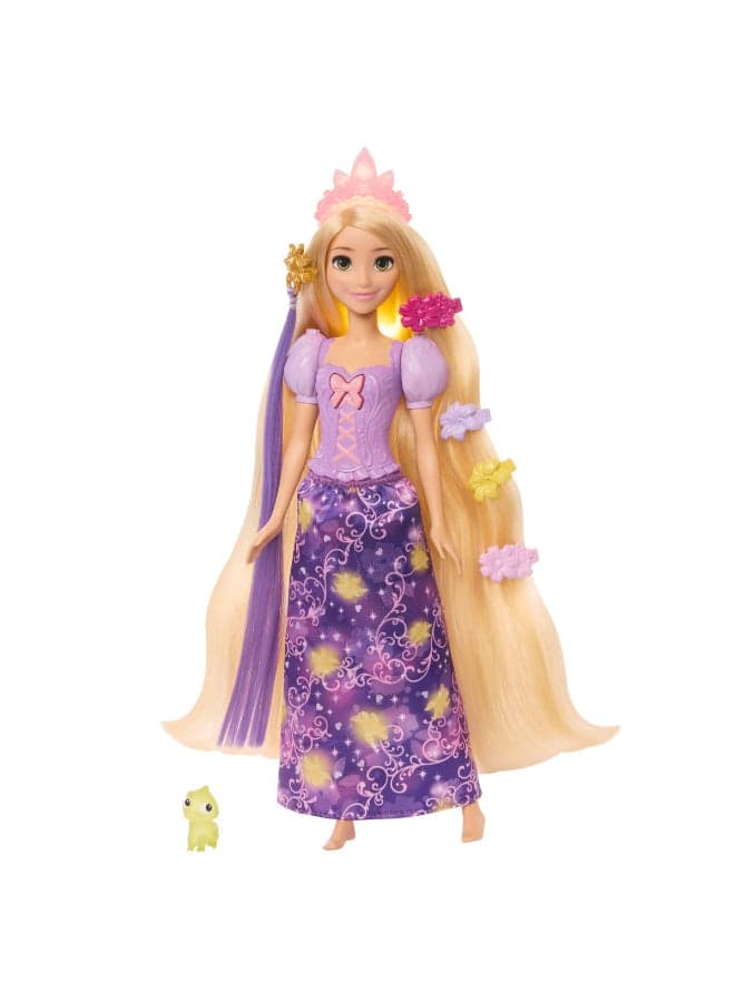 Princess Rapunzel Fashion Doll w/ Light-Up Hair & 4 More Ways to Glow, Pascal Figure & 7 Styling Accessories, Inspired by Tangled Movie