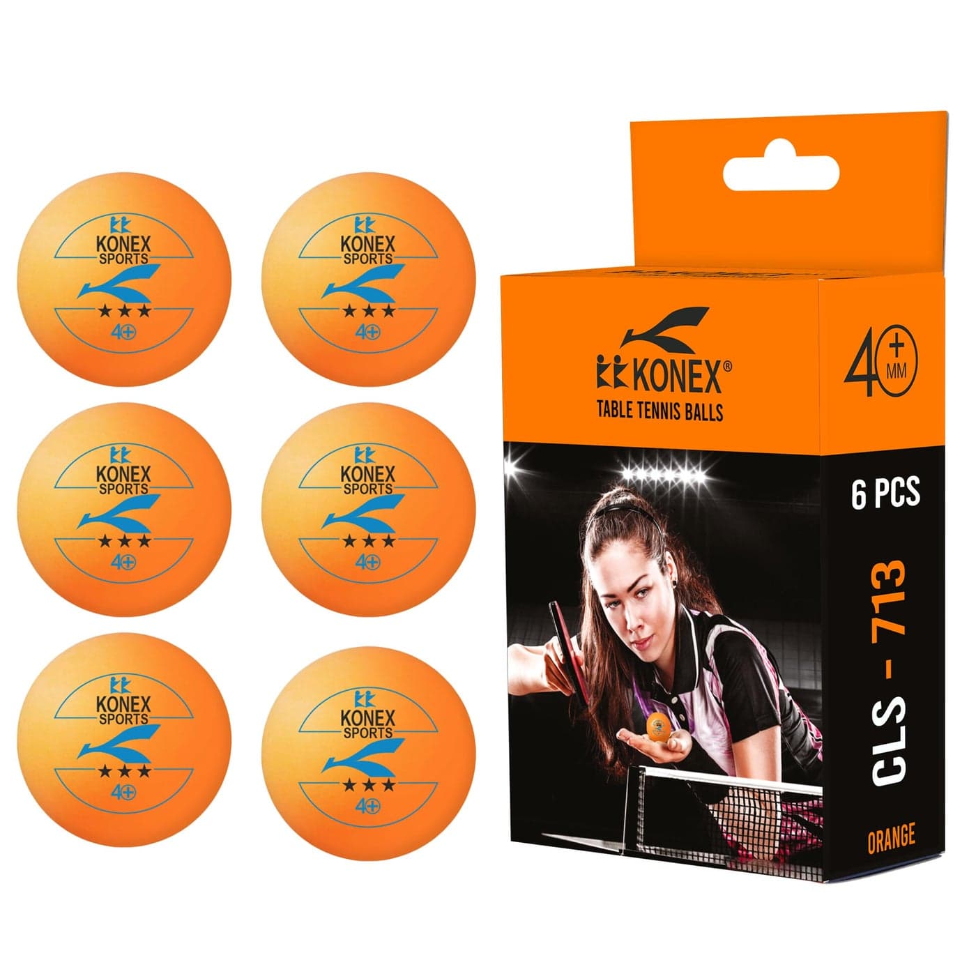 40+ Plastic Table Tennis Balls Pack of 6 | High Performance 3-Star ABS TT Balls for Professional Matches and Training | Ideal for Adults & Kids (Orange)