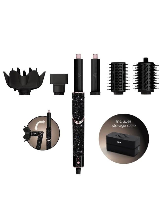 Shark FlexStyle Sparkle Limited Edition Black Diamond 5-in-1 Air Styler & Hair Dryer with Auto-Wrap Curlers, Paddle Brush, Oval Brush, Concentrator, Storage Case, HD440JBUK