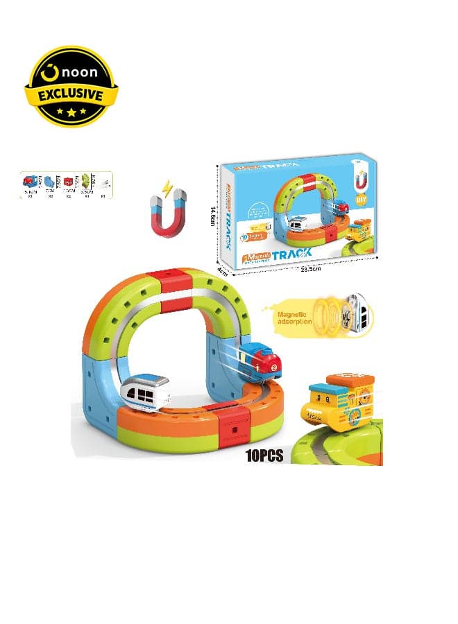 Magni-Mates 10-Piece DIY Magnetic Levitation Track Set – Anti-Gravity Maglev Train Toy with Rechargeable Battery & USB Charger – Colorful Loop Coaster for Kids Ages 3+