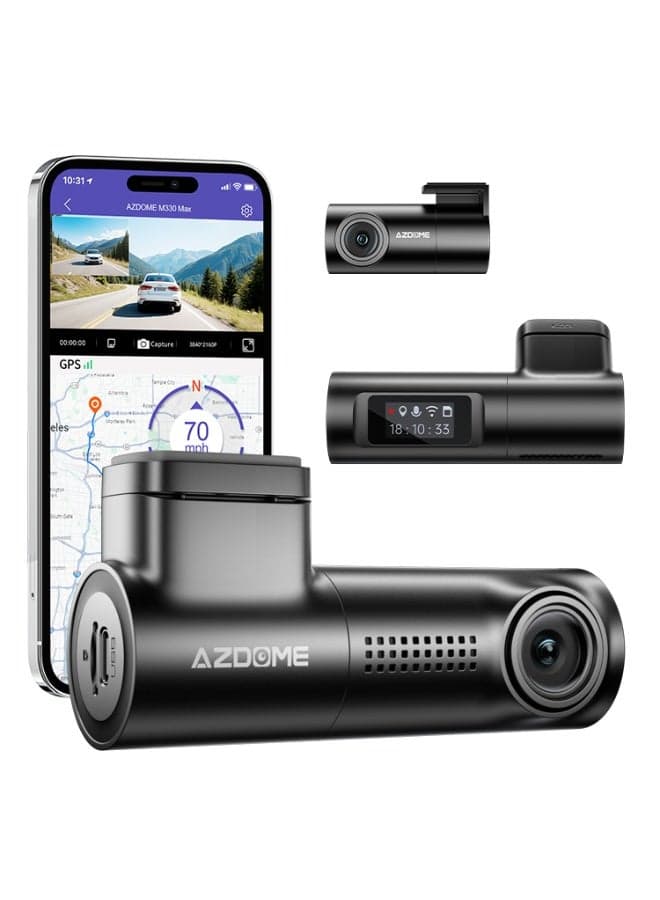 AZDOME M330 Max Dash Cam 4K Front + 2.5K Rear, Dual Camera, ADAS, GPS, 5G WiFi, Voice Control, Night Vision, 24H Parking Monitor